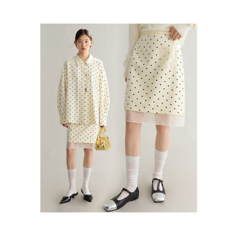 Original design by UART with ears Sincere wearing of roses with French polka dot flower ribbon shirt and skirt set image 2