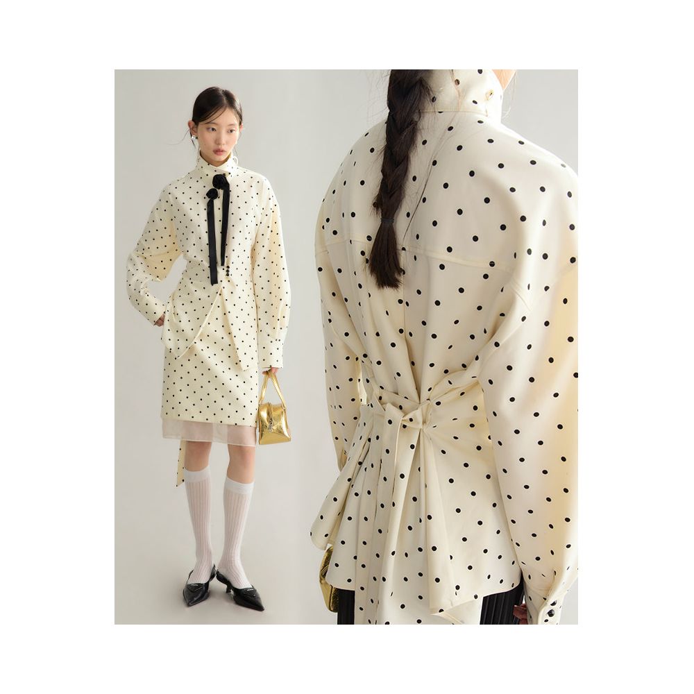 Original design by UART with ears Sincere wearing of roses with French polka dot flower ribbon shirt and skirt set image 3