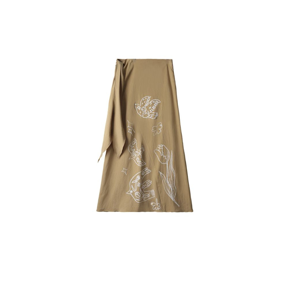 ASAYA6927 – Spring Wanderer Art Skirt 🌿🕊️🎨
