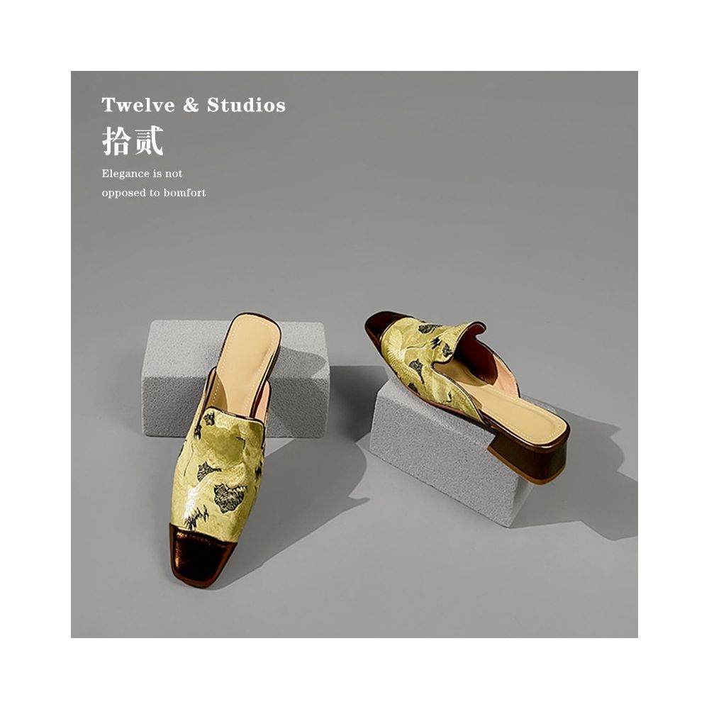 Italian lambskin New Chinese style closed toe slippers for women summer color blocked sandals embroidered mules image 4