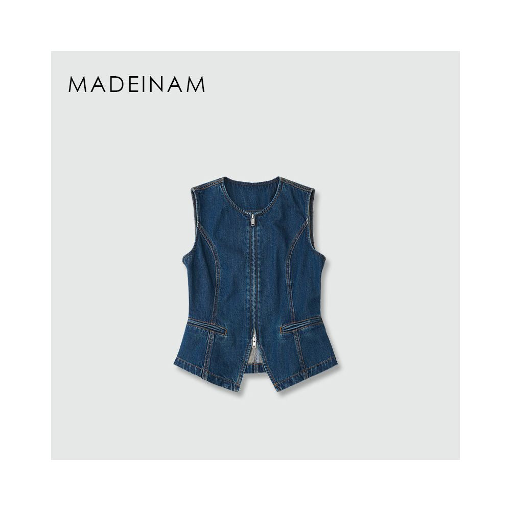 ASAYA6939 – Denim Sculpt Zip Vest 💙✨
