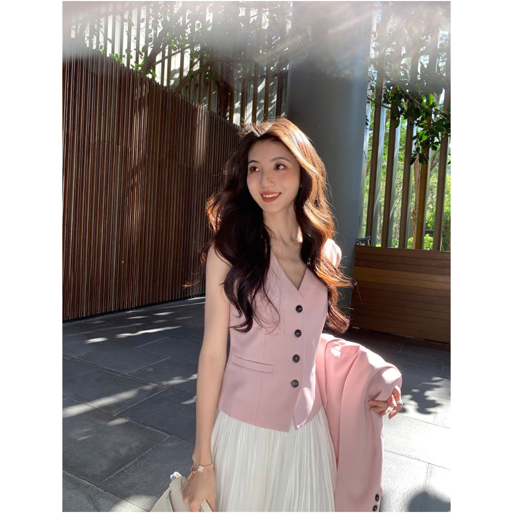 ASAYA6944 – Élodie Tailored Vest & Blazer Set 🤍✨