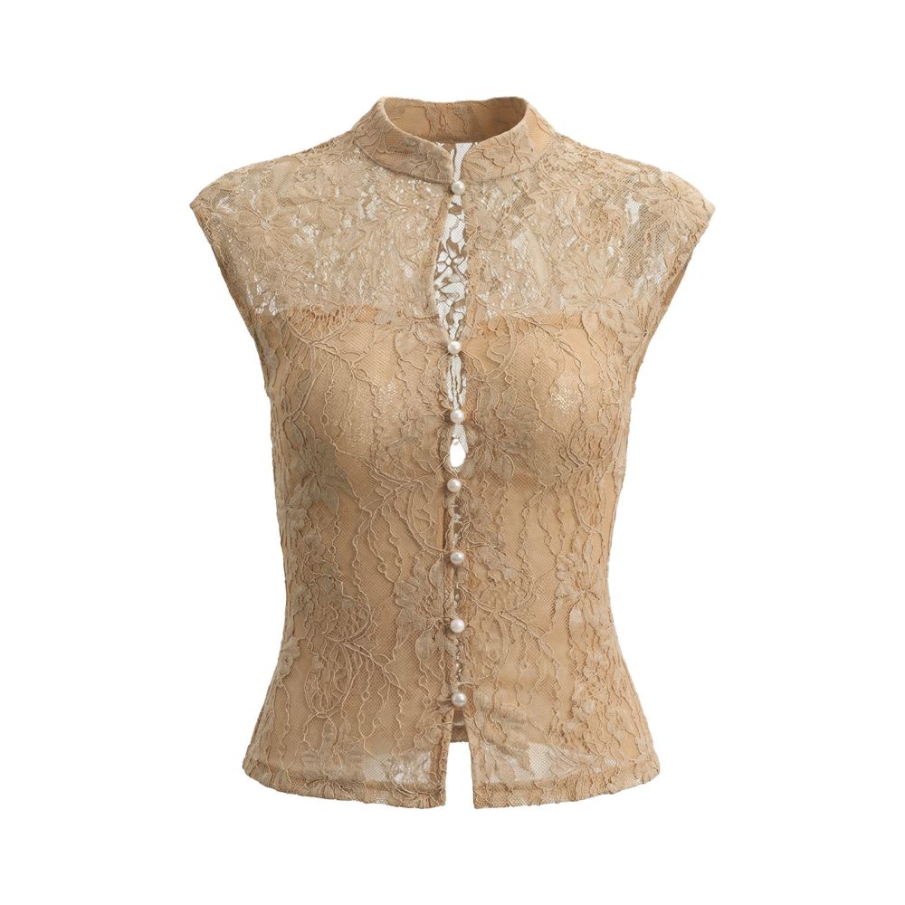 ASAYA6945 – Celeste Lace Mandarin Top 🤍🌿
