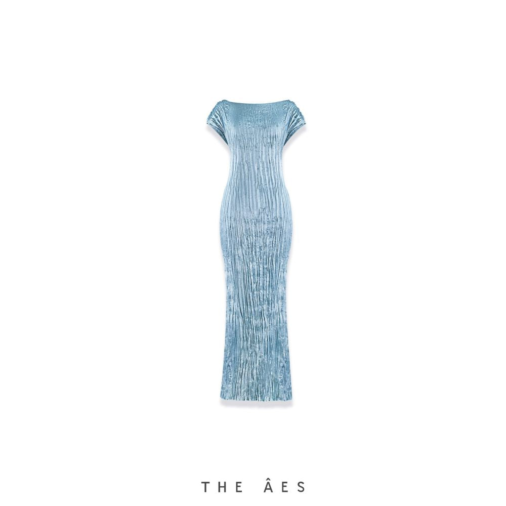 ASAYA6948 – Ocean Mist Pleated Dress 🌊✨