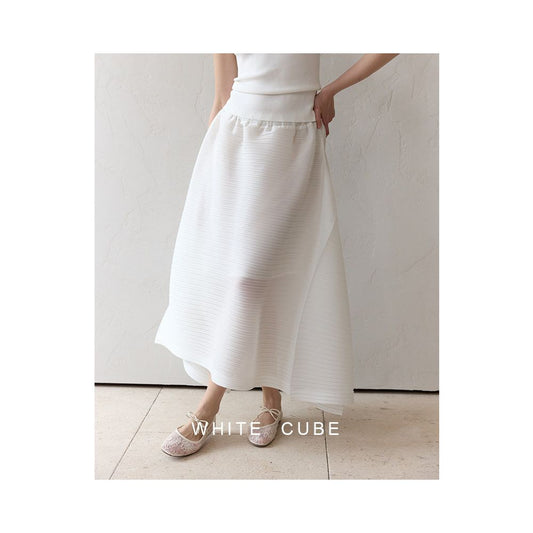 ASAYA7034 – White Cube Ethereal Pleated Skirt 🤍🦢✨