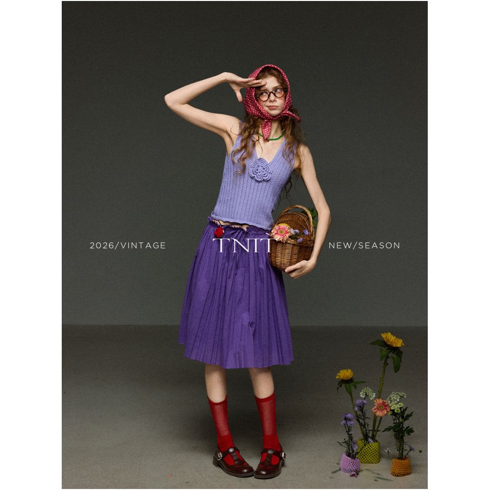 TNIT Retro V neck 3D Floral Hollow out Knit Sleeveless Vest for Women Summer Slim Fit and Stylish Design image 2