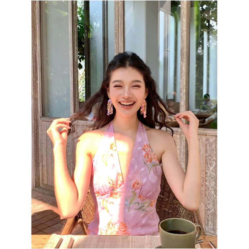 2ND STUDIOS French Floral Halter Neck Dress Beach Vacation Style 2026 Summer New Arrival Dress for Women image 0