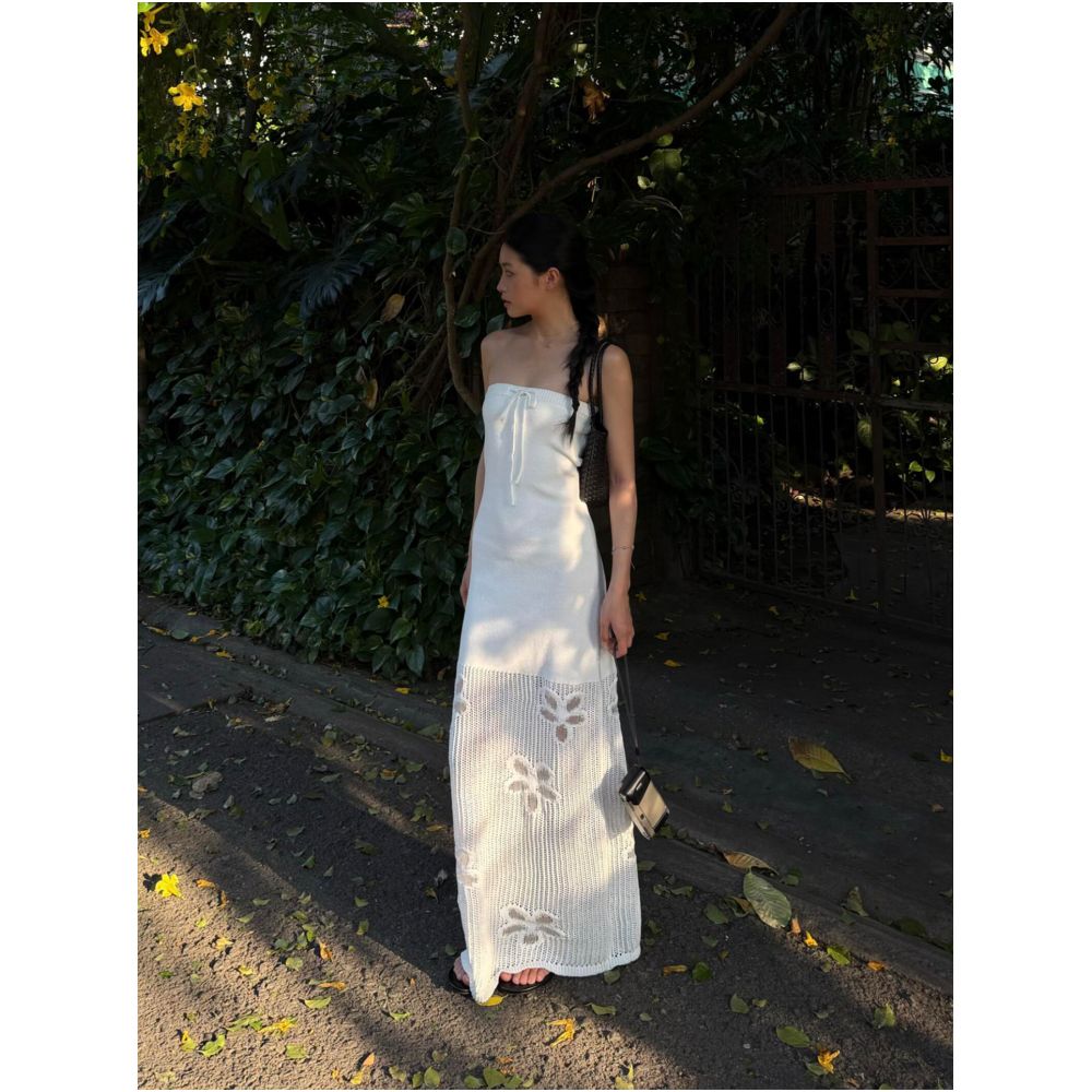 2ND STUDIOS White Knitted Strapless Dress Slim Fit Gentle Style 2026 New Style Dress for Women image 0
