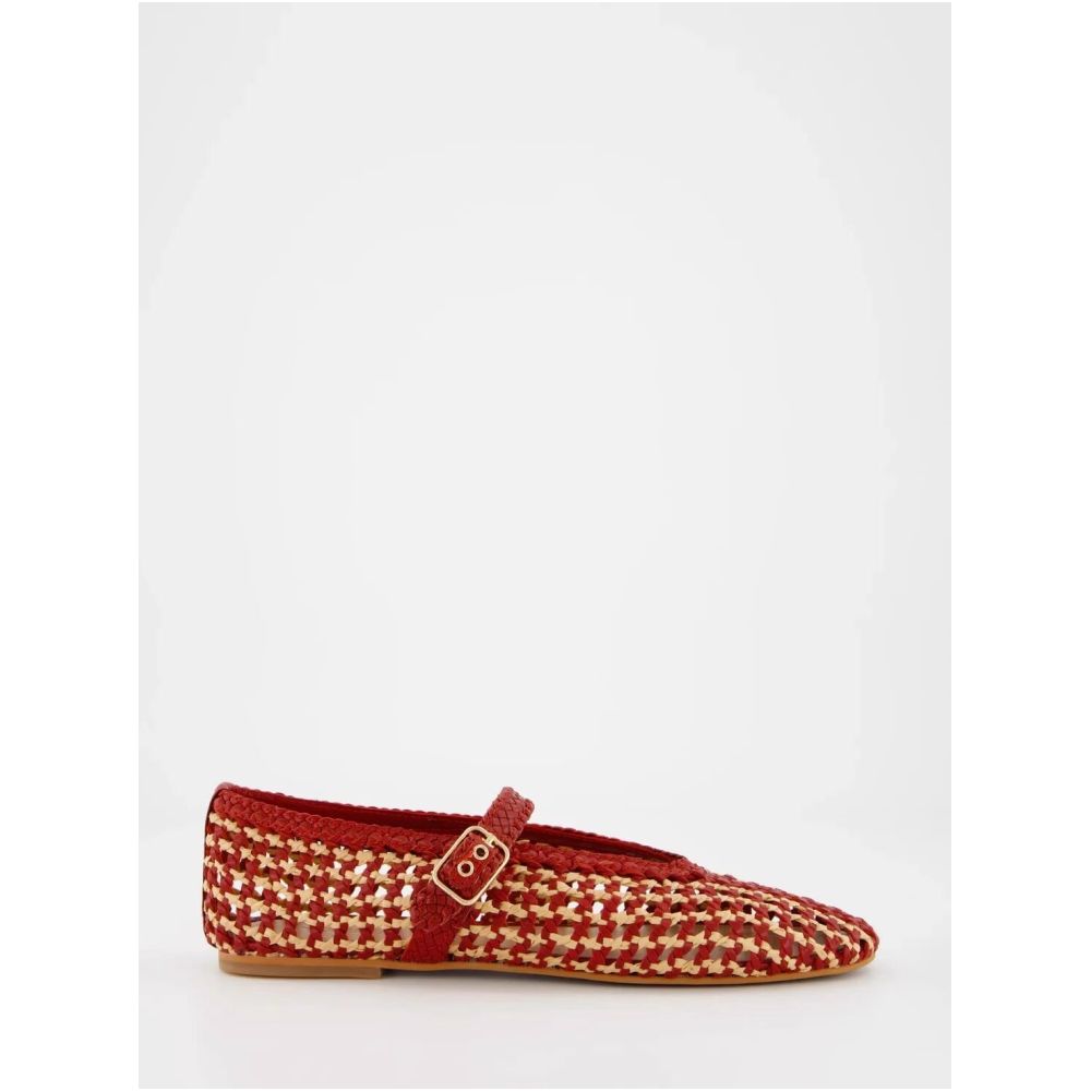Lambskin version French hand woven hollowed out Mary Jane shoes with single buckle strap new summer style flat and versatile single shoes image 1