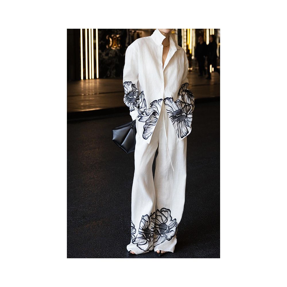 ASAYA7127 – Midnight Bloom Linen Set 🖤🤍