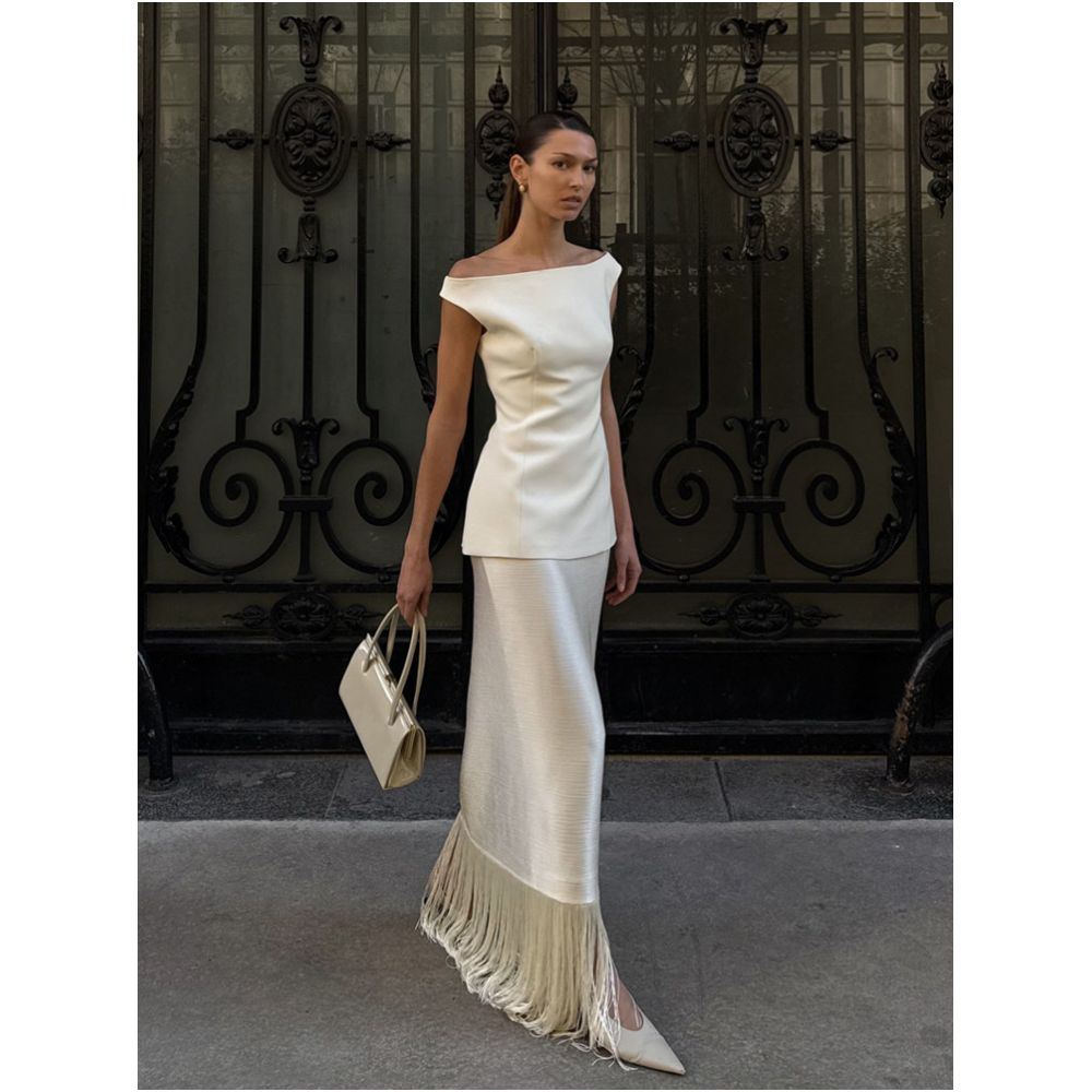 Eenkcos s new off shoulder vest with a sophisticated and elegant style featuring a unique casual solid color and slim fit perfect for commuting image 0