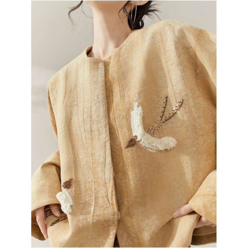 Flowing Era New Chinese Style Jacquard Heavy Duty Three Dimensional Embroidered Jacket Elegant and Sophisticated Top New Year s Battle Robe image 0