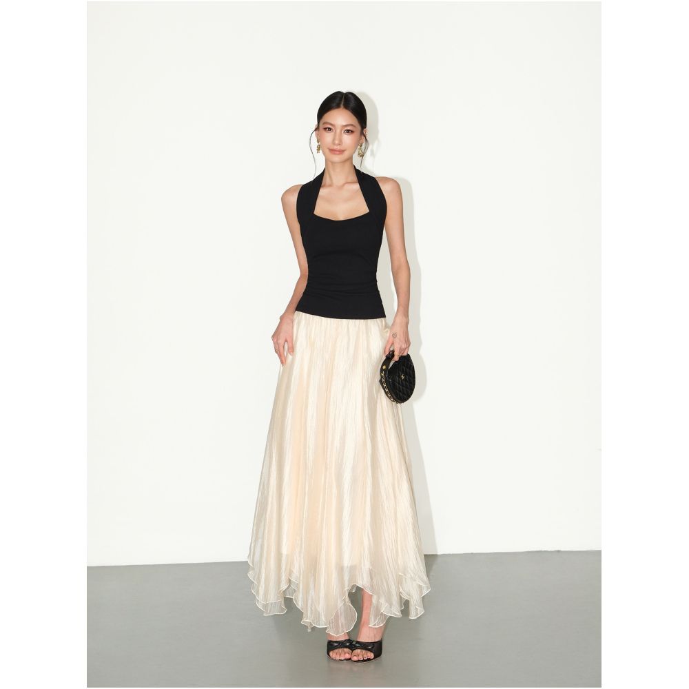NEVA HU Moonlight Melody Elegant A line Flowy Chiffon Skirt for Women Irregular Long Skirt with Stylish Design image 1