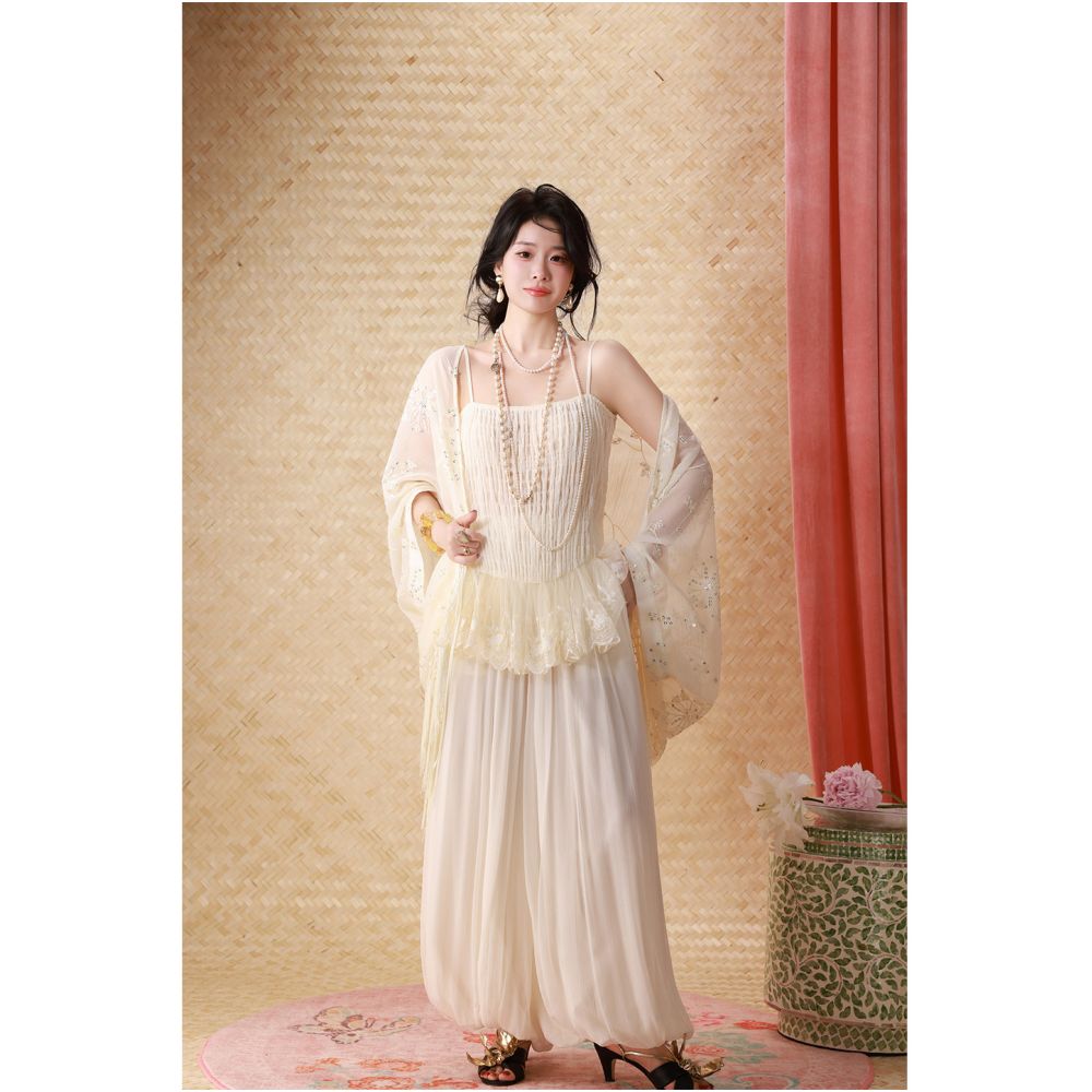 Dangdang Floating Air Women s Summer Wide Leg Pants Silk Smooth Crepe Pants with Balloon Lantern Design image 3