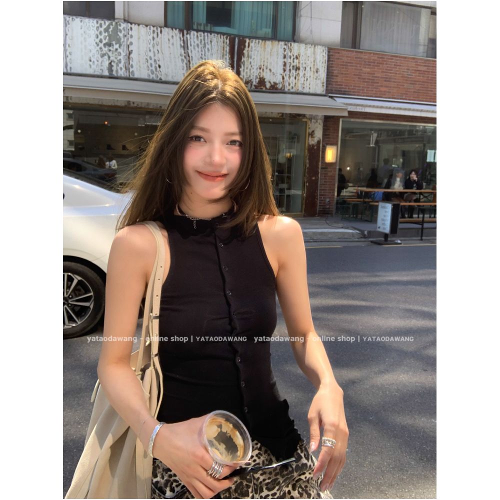 Big Dog Braces Cut Machine High Quality Tencel Wool Knitted Vest in Solid Color image 0