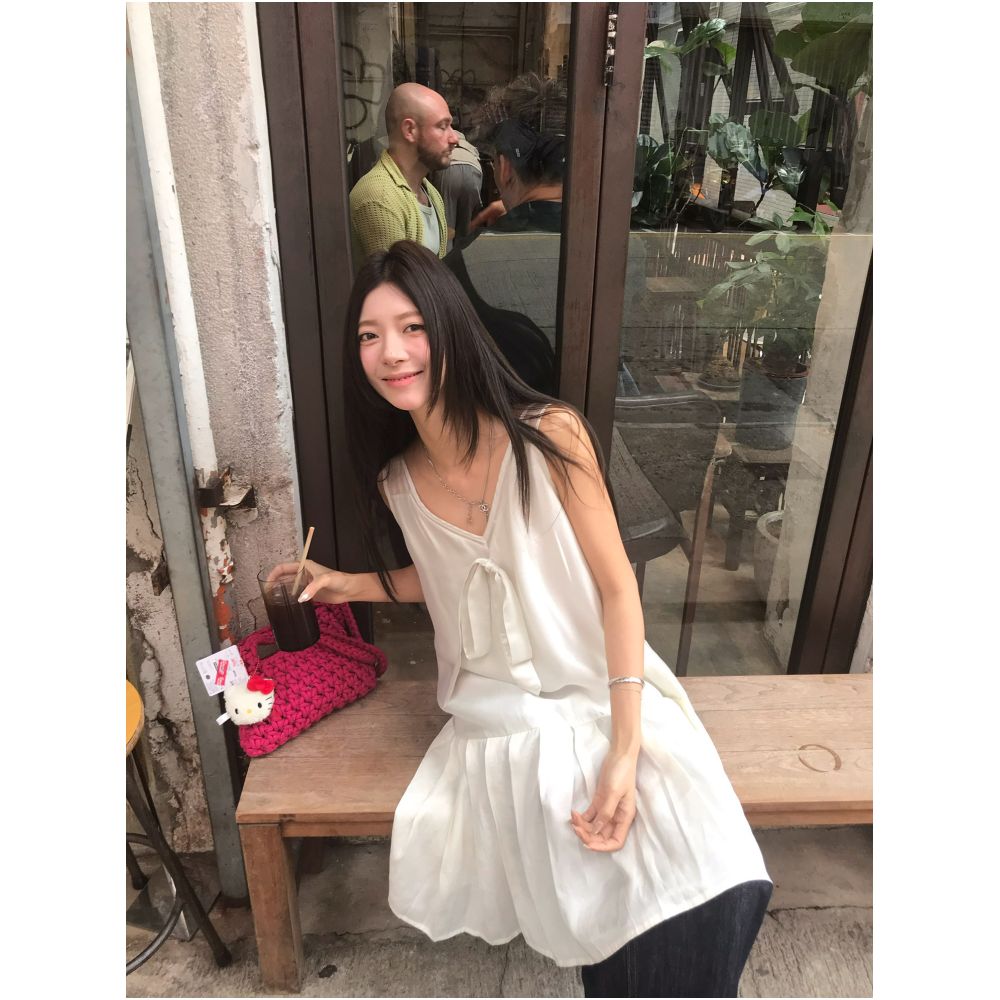 ASAYA7233 – Ivory Whisper Ribbon Dress 🤍🎀