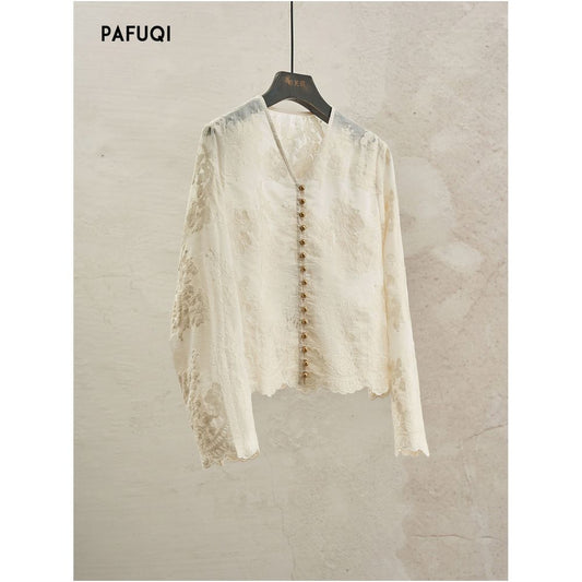 ASAYA7246 – Pearl Blossom Embroidered Blouse 🤍🌿