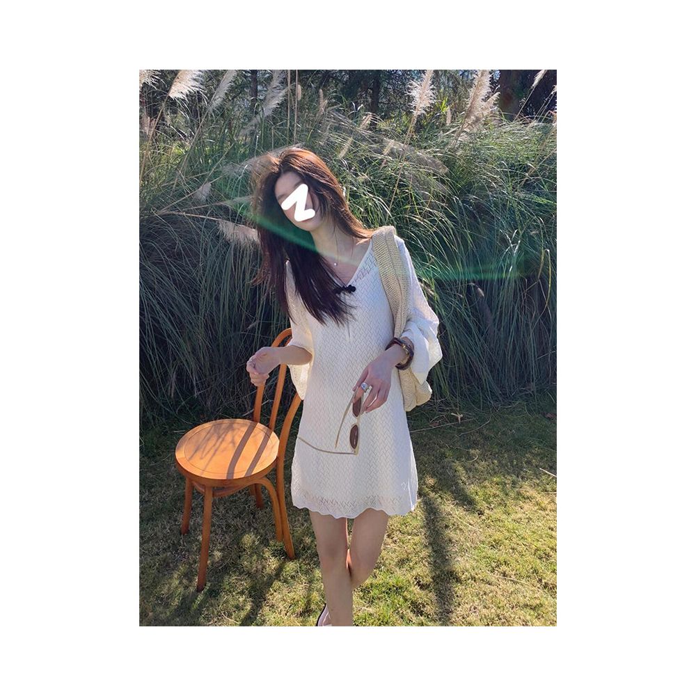 ASAYA7256 – Meadow Whisper Knit Dress 🤍🌿