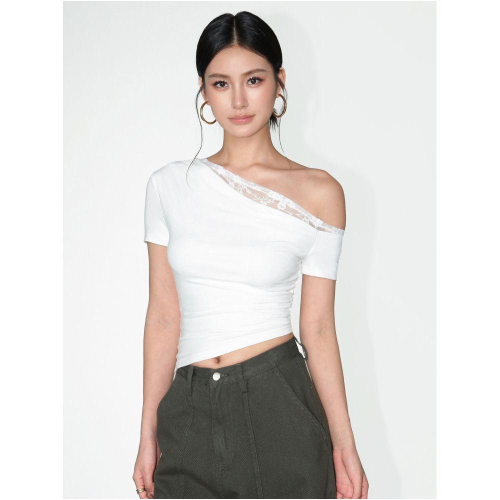ASAYA7286 – Grace Off-Shoulder Lace Top 🤍🖤
