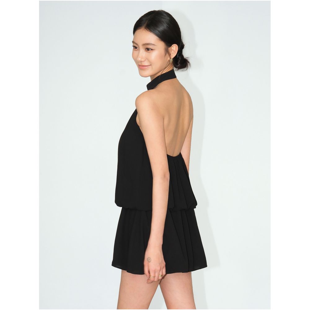 NEVA HU Halter Neck Resort Dress Sexy Backless Dress Women s Hollow Out Design Flower Tulip Short Skirt Chiffon Dress image 3