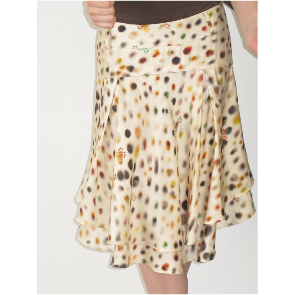 Mito de dar Acetate Tencel Psychedelic Polka Dot Double Layer Biscuit Midi A line Skirt for Vacation Style image 0