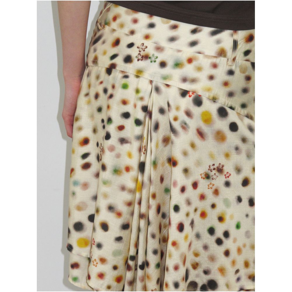 Mito de dar Acetate Tencel Psychedelic Polka Dot Double Layer Biscuit Midi A line Skirt for Vacation Style image 3