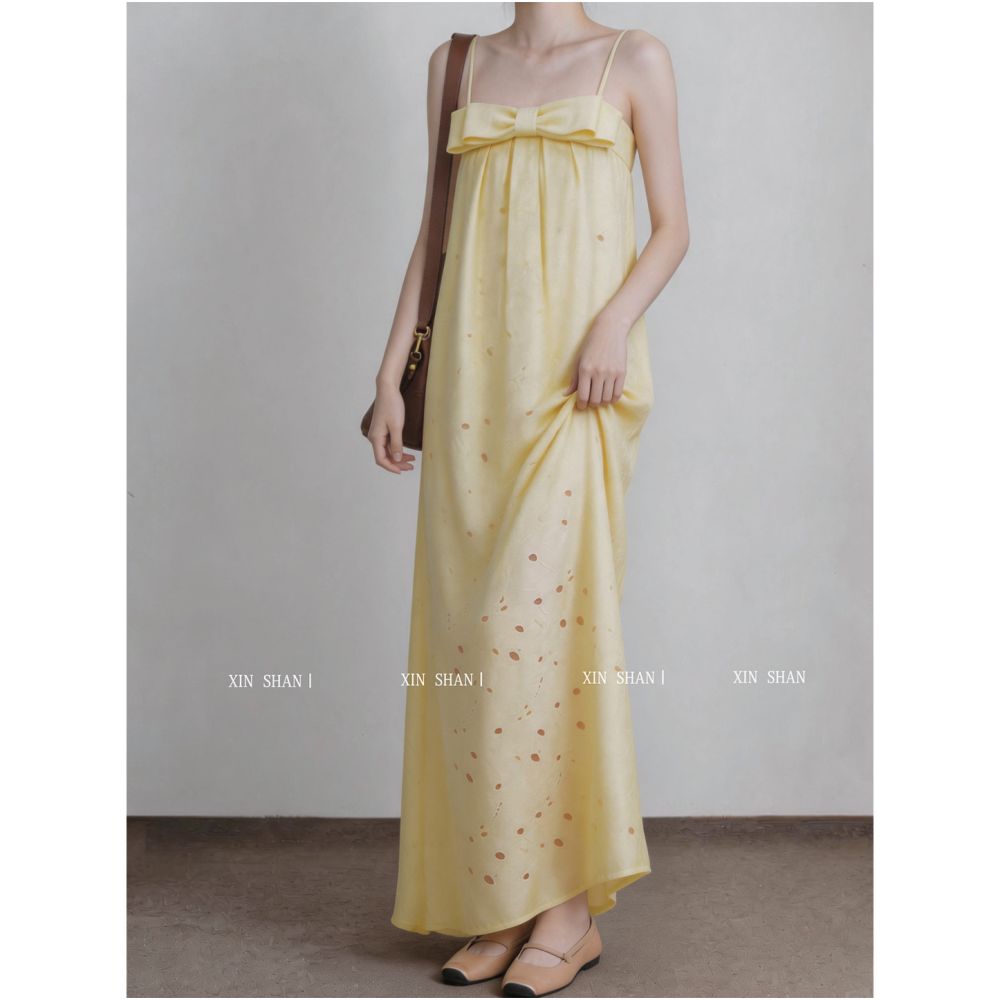 ASAYA7294 – Butter Bloom Bow Maxi Dress 🍋🎀