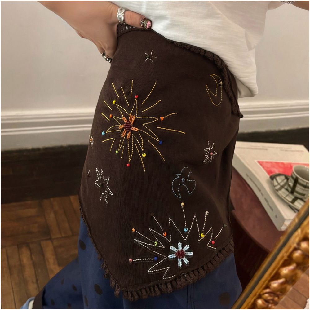 ASAYA7298 – Celestial Beaded Triangle Scarf ✨🤎