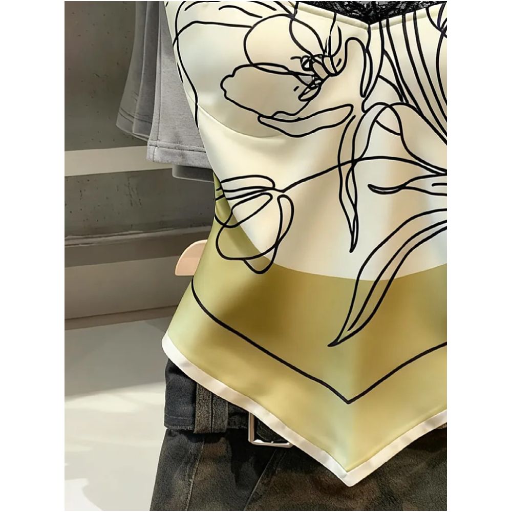 Artistic floral gradient satin camisole for women a unique and stylish design that flatters the figure slims the waist and creates a chic and sexy look image 3