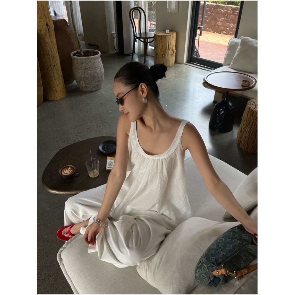 PURITY YR Niche Minimalist Design Elegant U Neck Tencel Fashionable A Line Slimming Sleeveless Vest Top for Women image 1