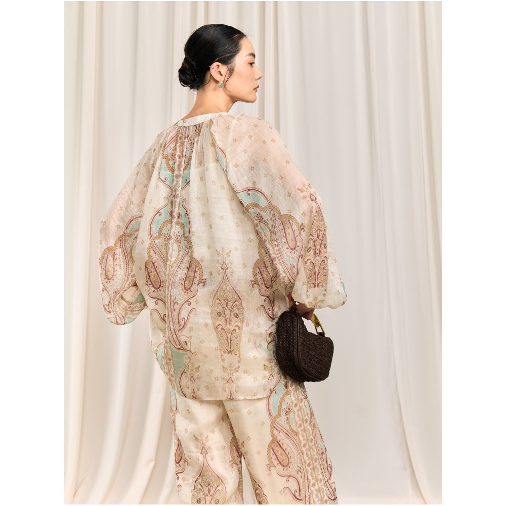 ASAYA7317 – Celeste Paisley Linen Silk Set 🌿🤍