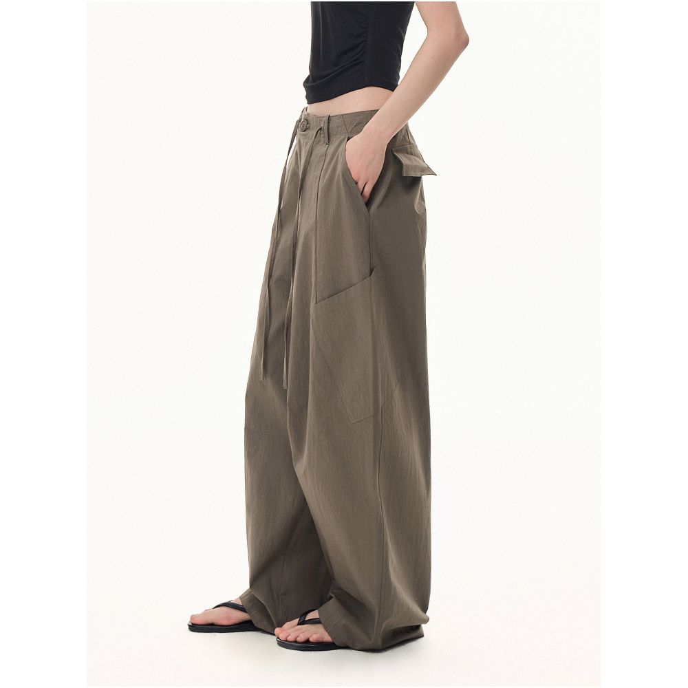 CLIMAX VISION Textured Wide Leg Pants with Curved Pockets Women s Three Dimensional Cut Straight Leg Cargo Pants image 2