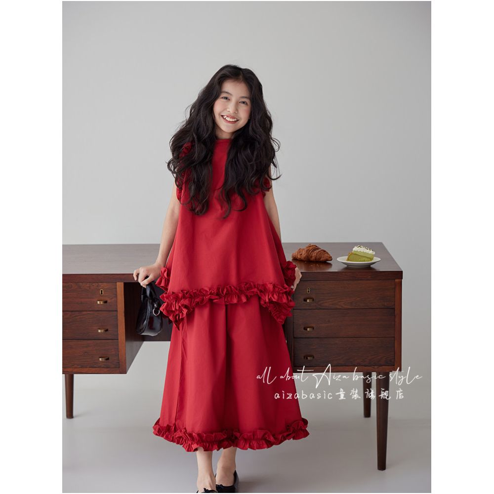 Aizabasic Irregular Lace Girls Two Piece Suit Set 2026 New Summer Style image 3