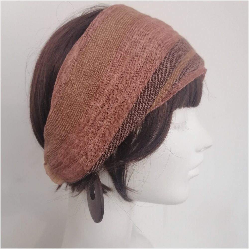 ASAYA7418 – Airy Mesh Twist Headband 🤎🩶✨