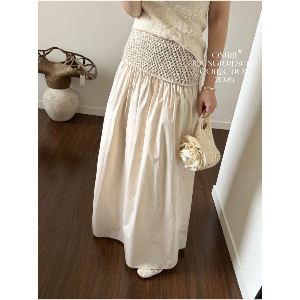 3 23 Matching Sway Resort Collection Hand woven Blend French Relaxed A line Maxi Skirt image 1