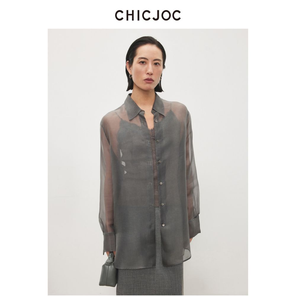 CHICJOC s dreamy sheer silk organza shirt is a bestseller offering a relaxed versatile and slim silhouette image 0