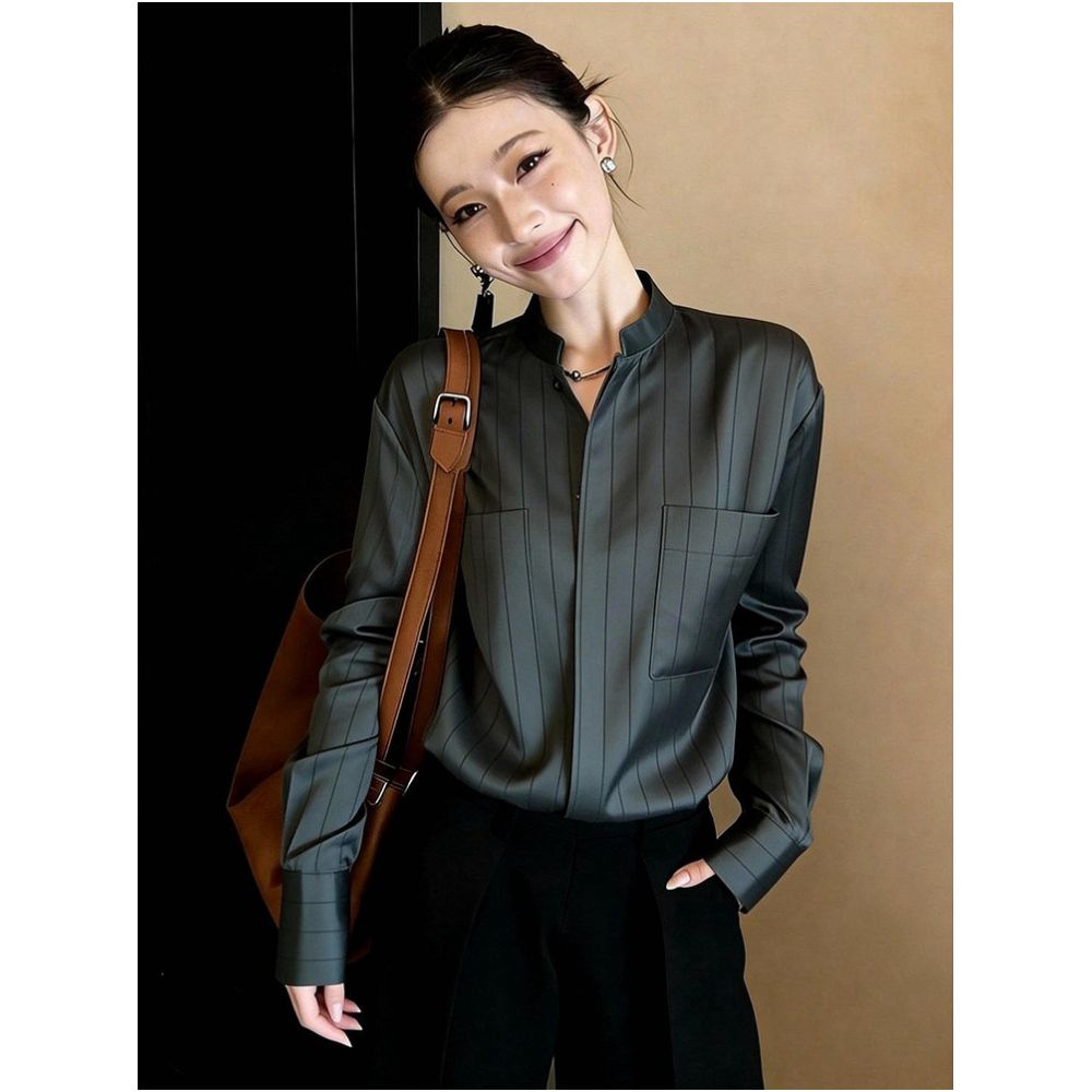 2026 Early Autumn New Arrival Green Shirt for Women A Versatile High End Gentle Fashionable and Youthful Style image 3