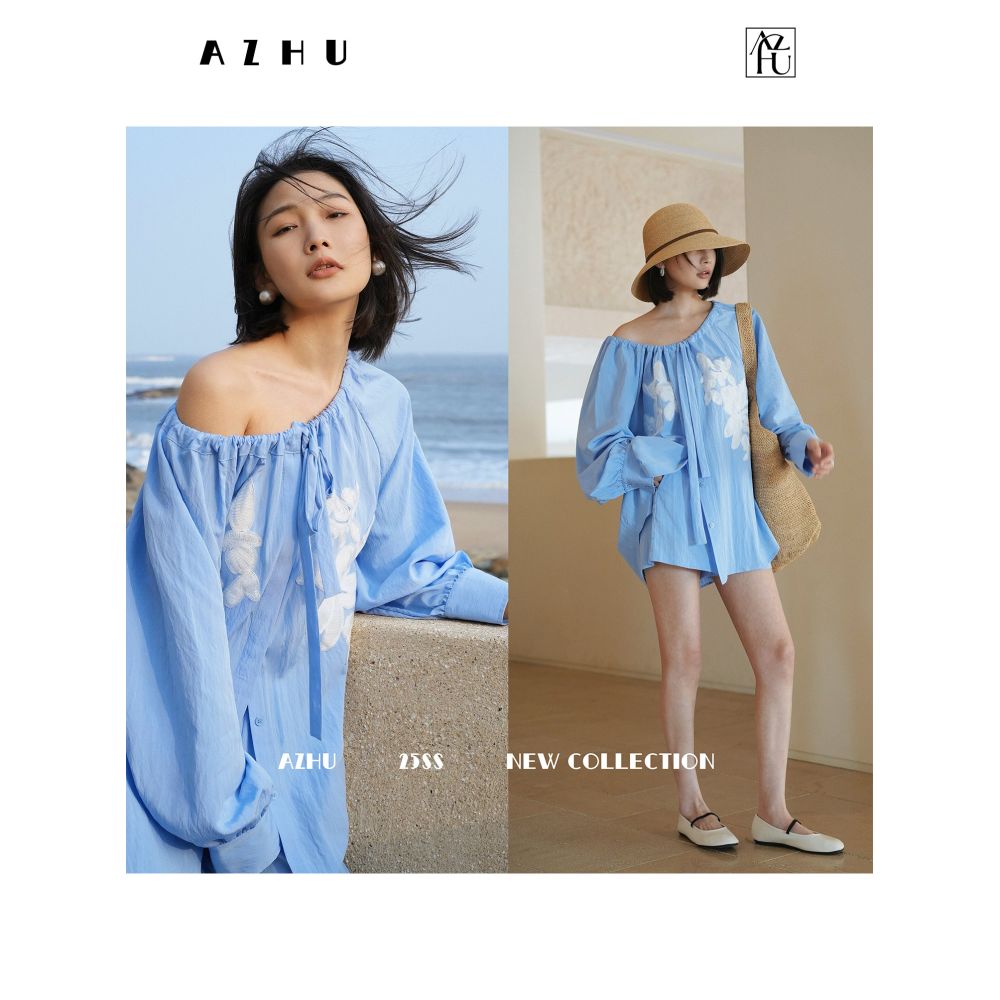 ASAYA7701 – Azure Bloom Relaxed Set 🩵🌊