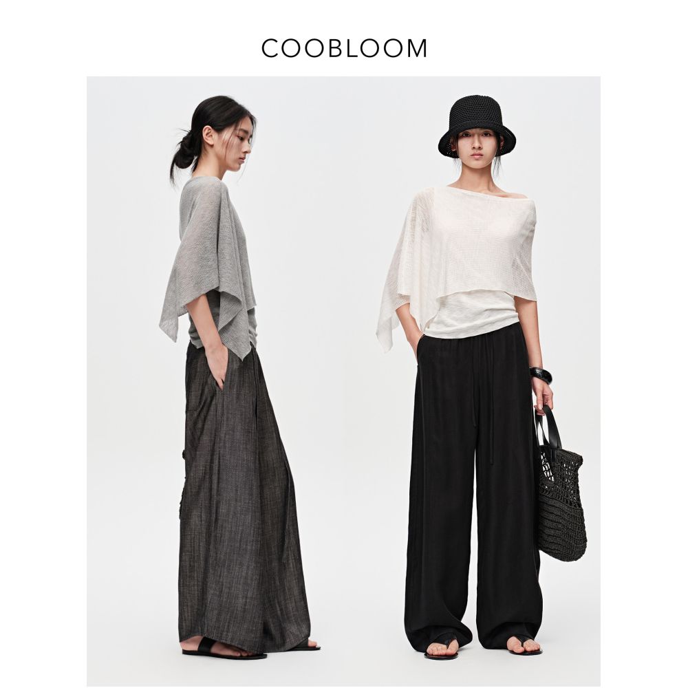COOBLOOM Intelligent Aesthetics High End Asymmetrical French Knit Sweater Thin and Elegant Summer Top for Women image 1