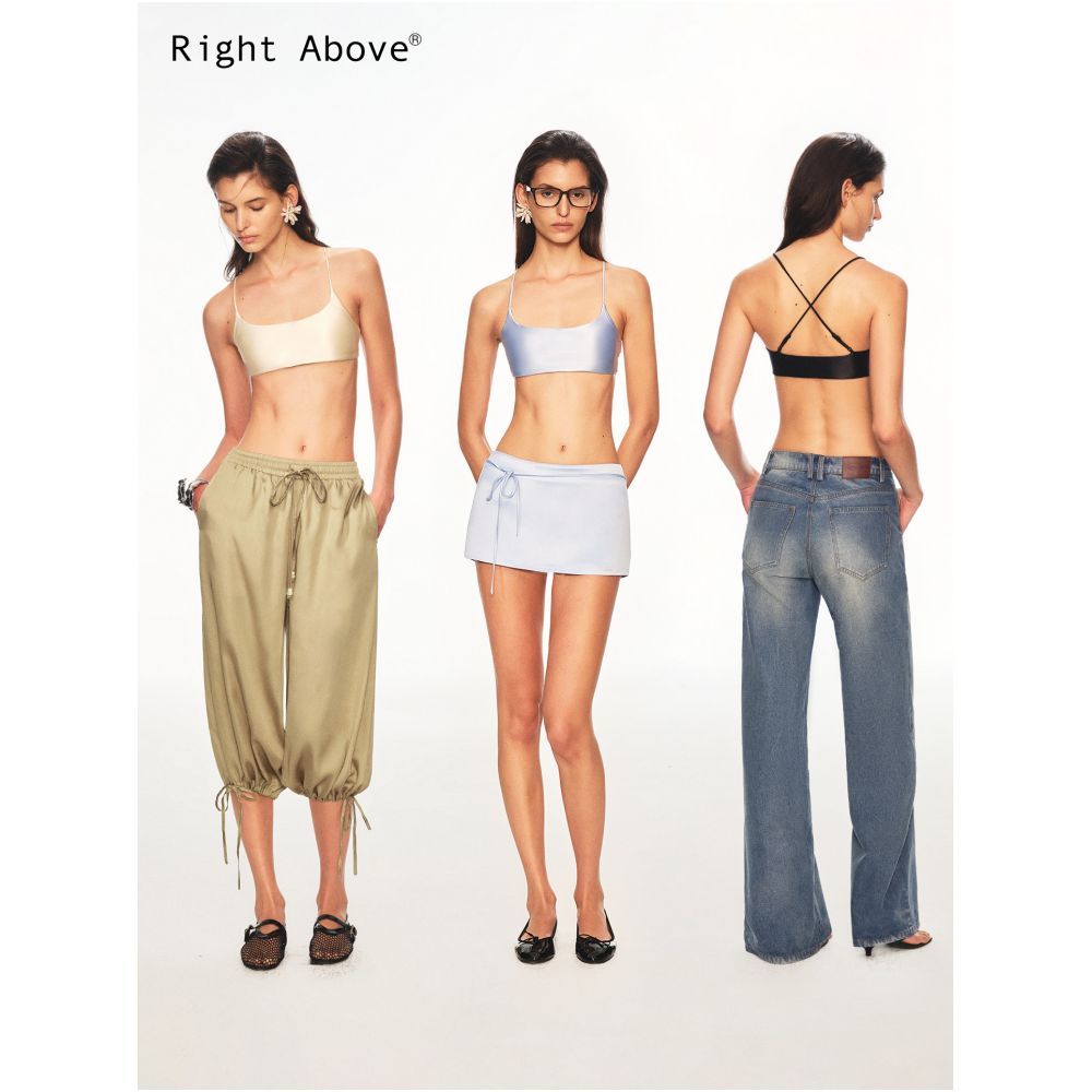 Right Above Layered Outfit Super Skin Friendly Satin Elastic Bikini Retro Halter Neck Bandeau Bra Summer image 1
