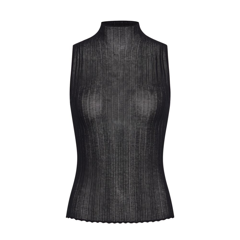 ASAYA7806 – Sheer Ribbed Mock-Neck Top ✨🌹