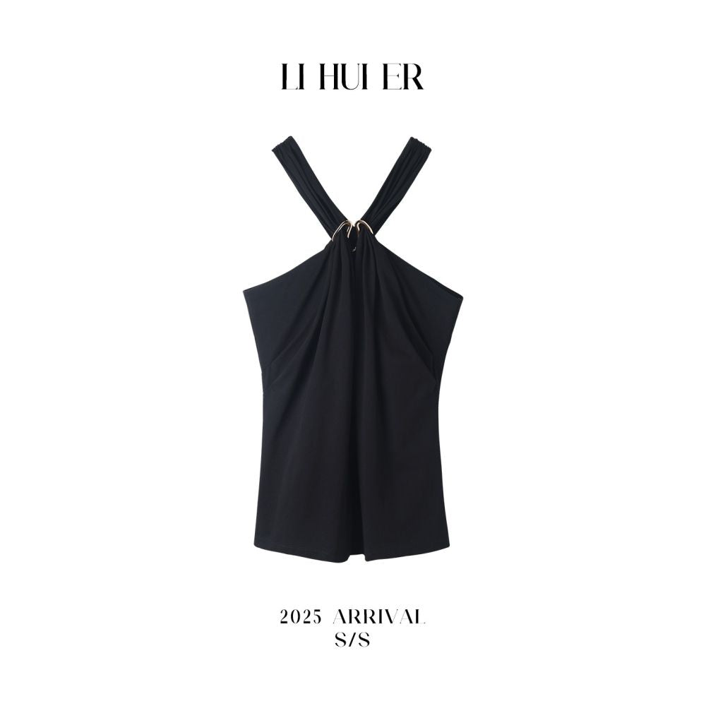 ASAYA7812 – Sculpted Halo Halter Top ✨🤎