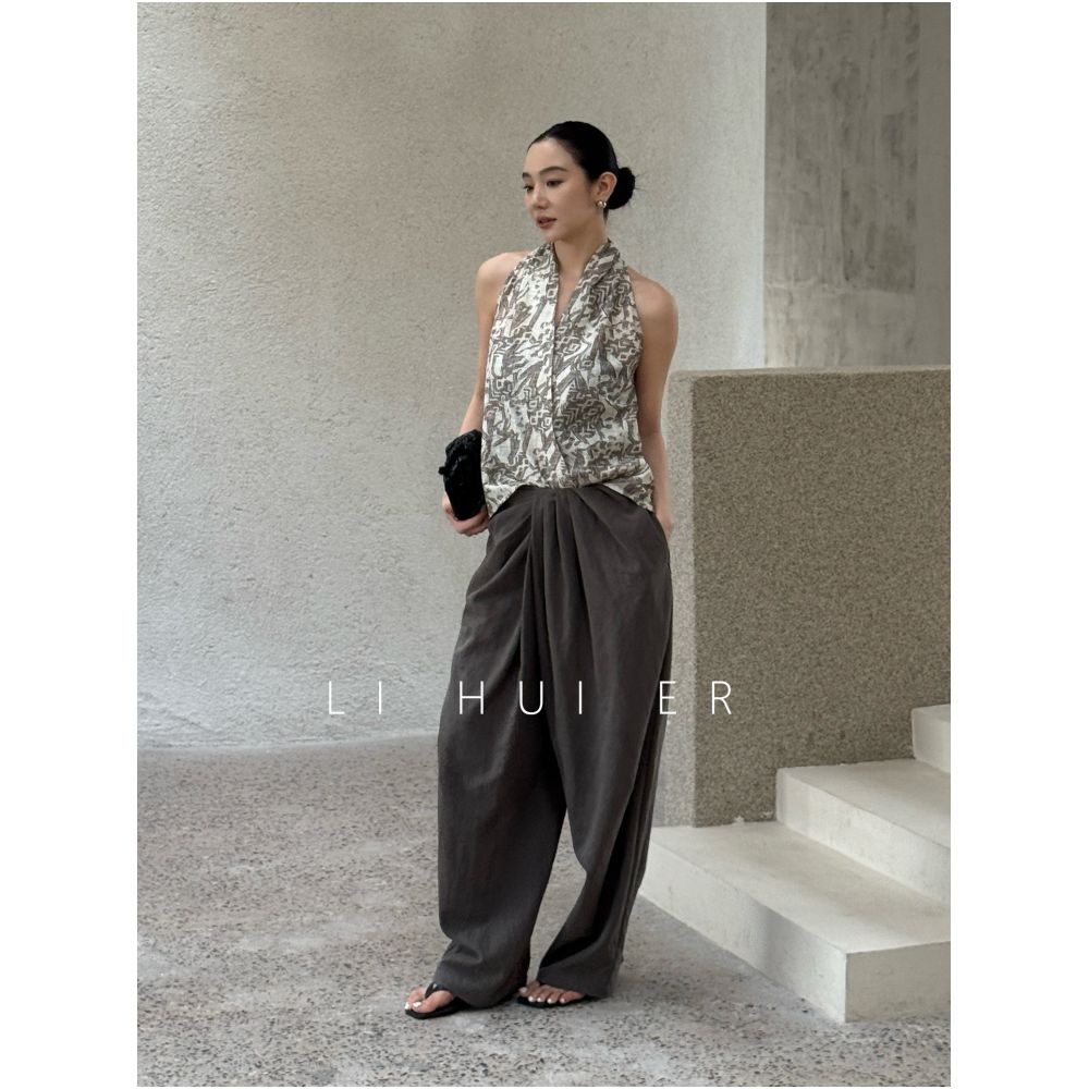 LiHuiEr Baiweixia Elegant Vacation Halter Neck Tank Top for Women 2026 New Style Sleeveless Top image 1