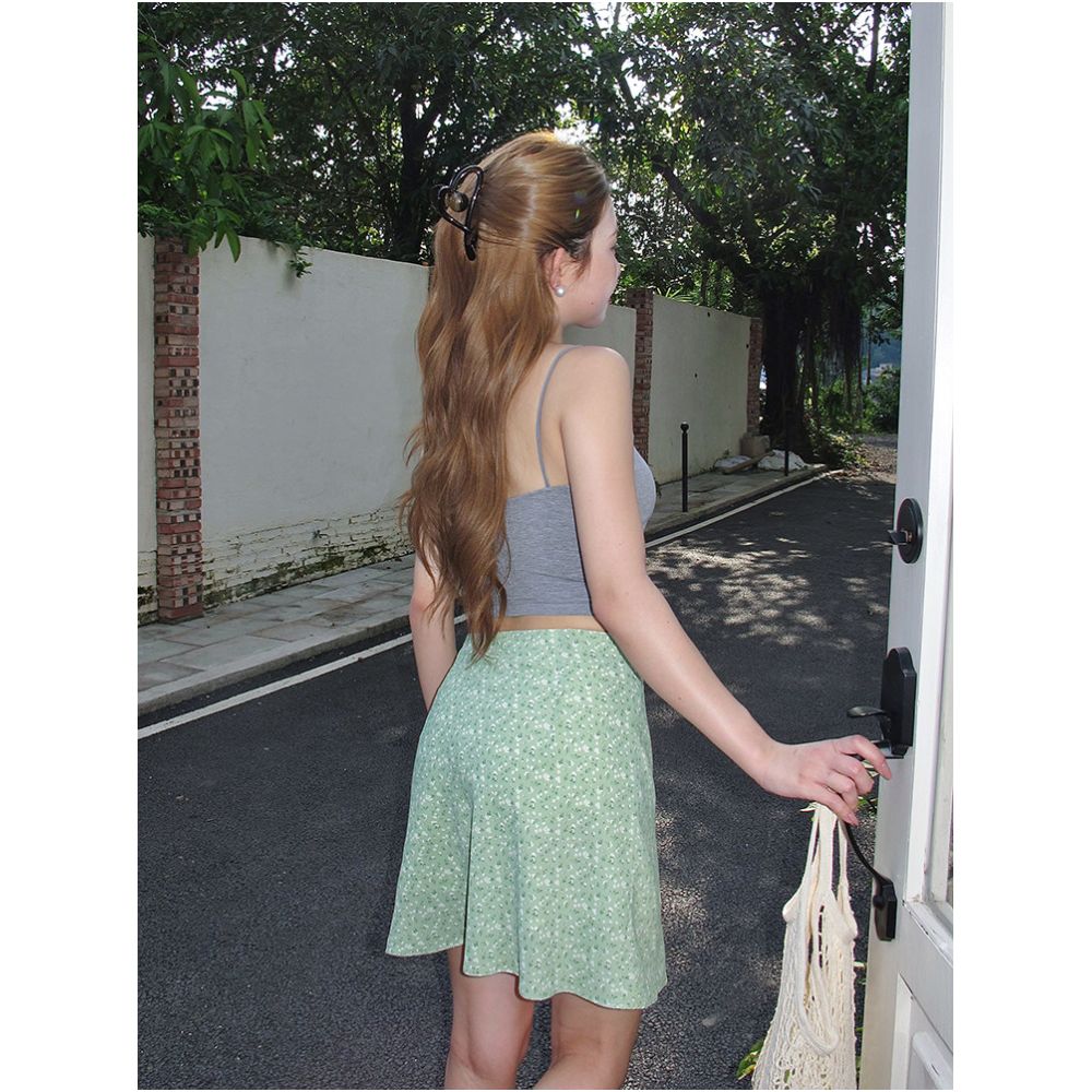 Lily Rose Wild Rose French Retro Floral Print Midi Skirt High Waisted Slimming A line Mini Skirt for Petite Figures image 1