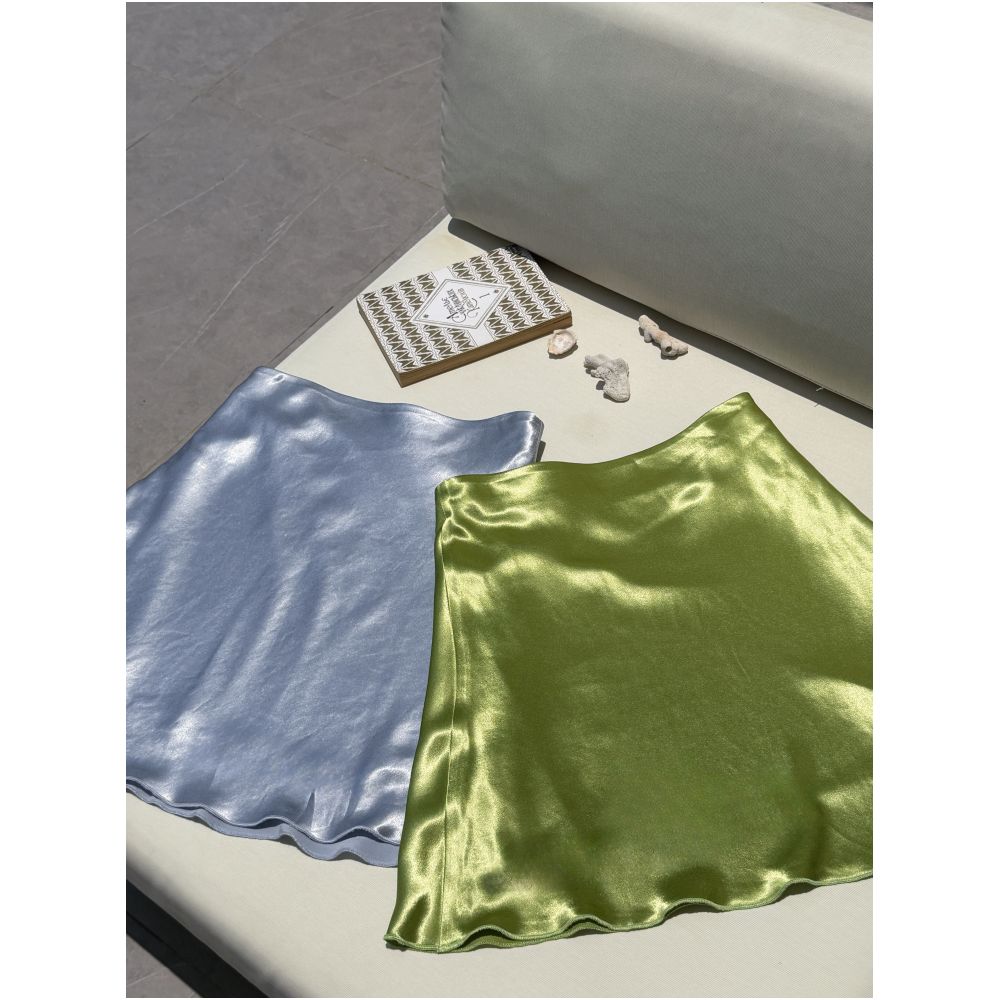 DailyDash Weave Summer Two Tone Acetate Midi Skirt Spring Summer Satin Mini Skirt image 0