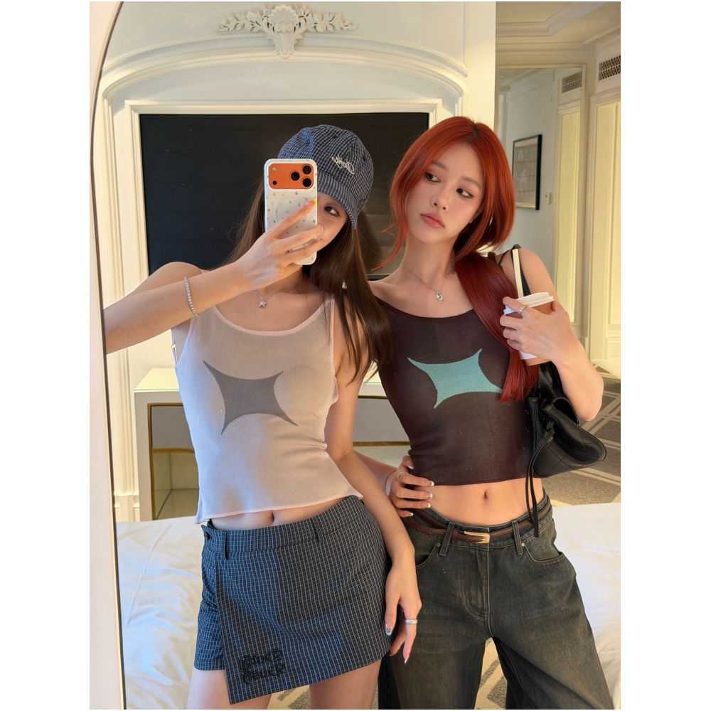 DailyDash Summer Focus Color Blocked Printed Knit Backless Street Style Camisole Top for Women image 0