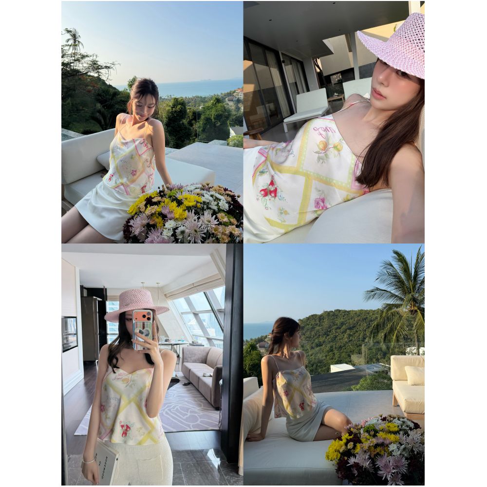 DailyDash Pace Gallery Printed Silk Dress V neck Camisole Style AB image 2