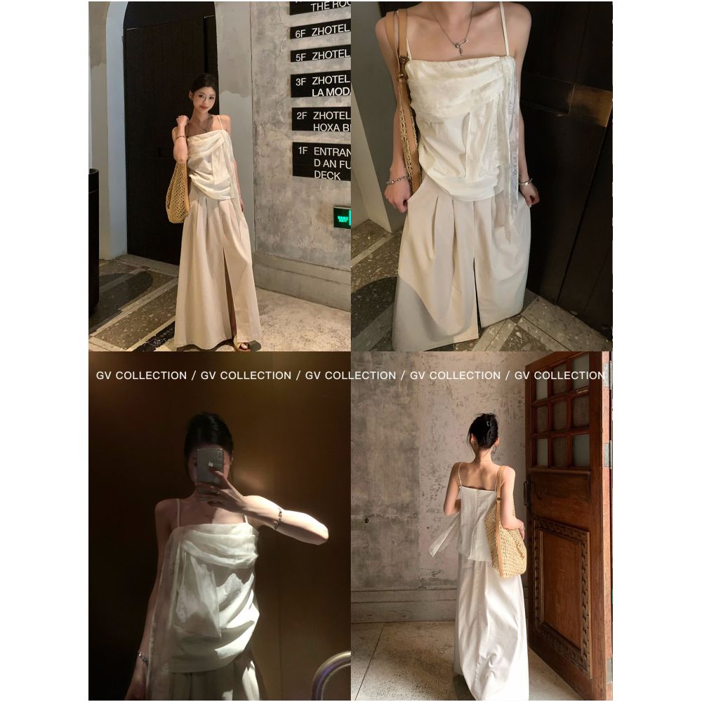GV Big White Brother s Illusory and Breathable Ribbon Style Irregular Camisole Top A Versatile New Summer Style image 3