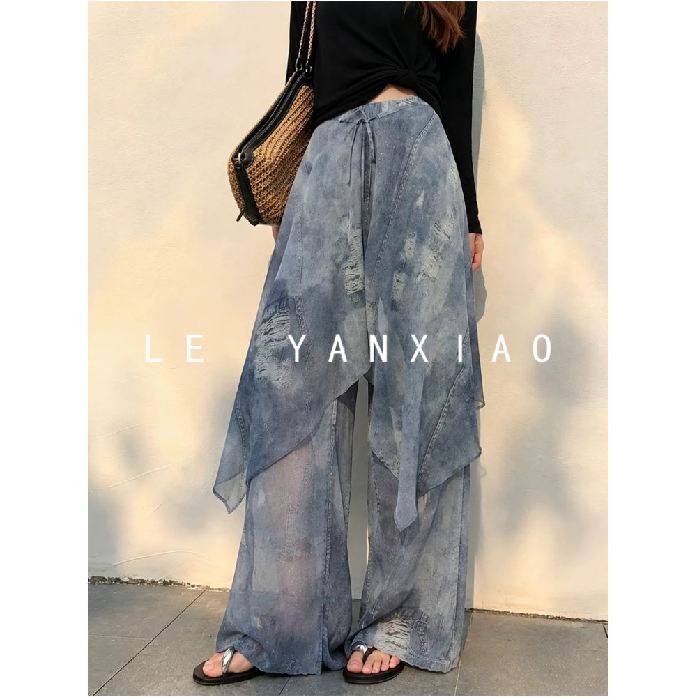ASAYA7872 – Ethereal Denim Layered Pants 🩵✨