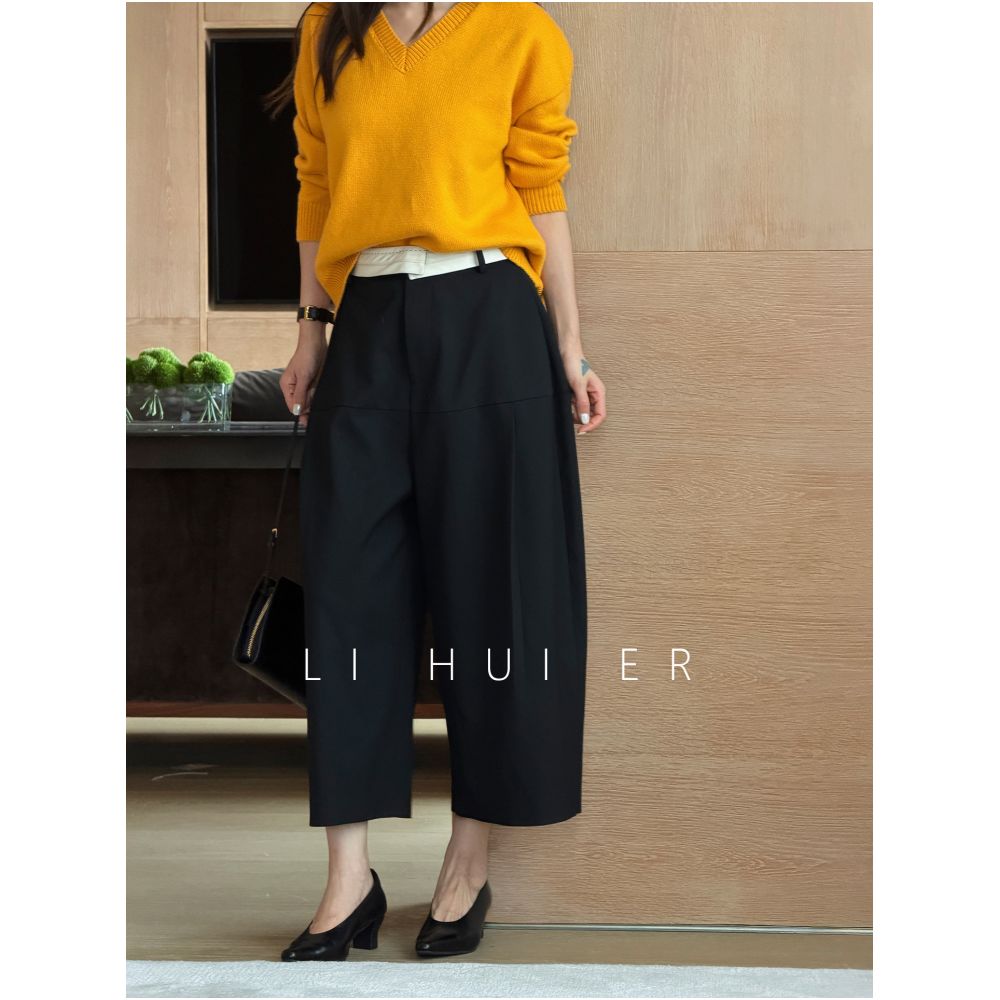 Li Hui Er Wangchuan High Intelligence Minimalist Casual Pants for Women Autumn Design Short Wide Leg Pants image 1